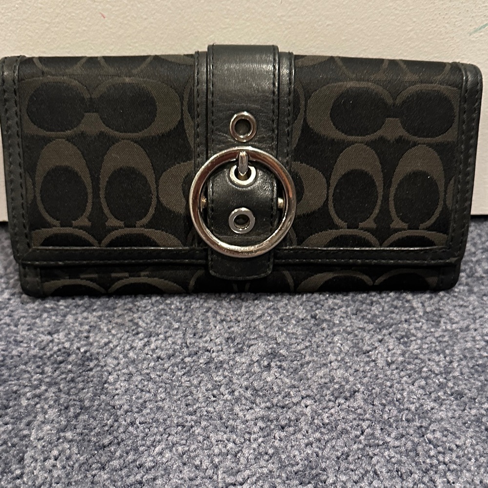 Coach Black Patterned Wallet With Silver Buckle - image 1